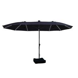 Boyel Living - 15 FT Double Sided Patio Umbrella with LED Lights Heavy Duty Base Fade Resistant UV Resistant - Blue
