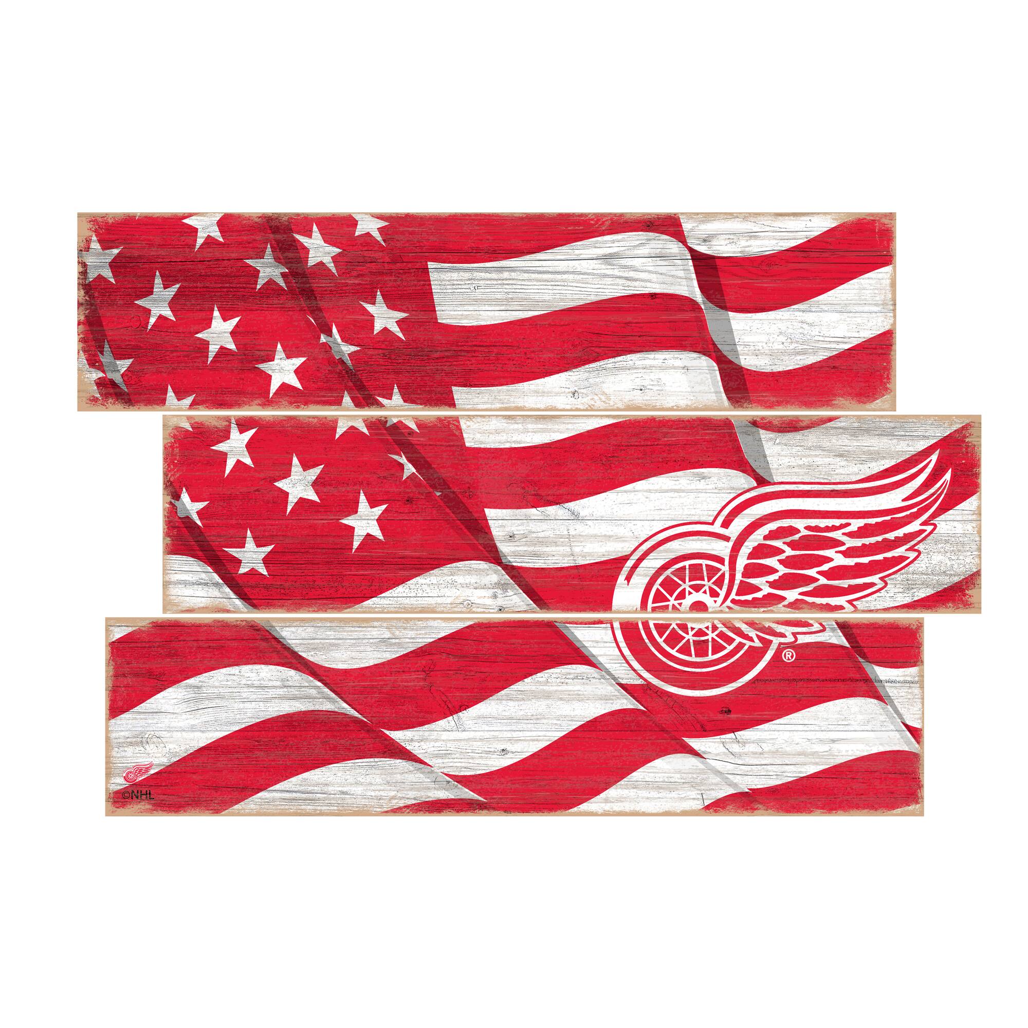 Fan Creations - Detroit Red Wings 3-Plank Team Flag - Multicolor