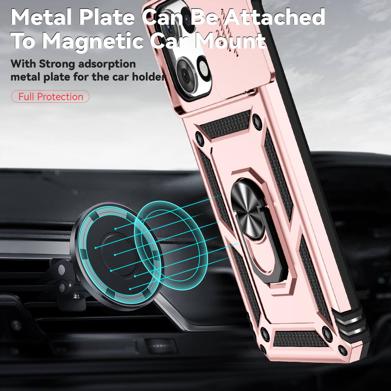 Metal Plate Can Be Attached To Magnetic Car Mount

With Strong adsorption metal plate for the car holder

Full Protection