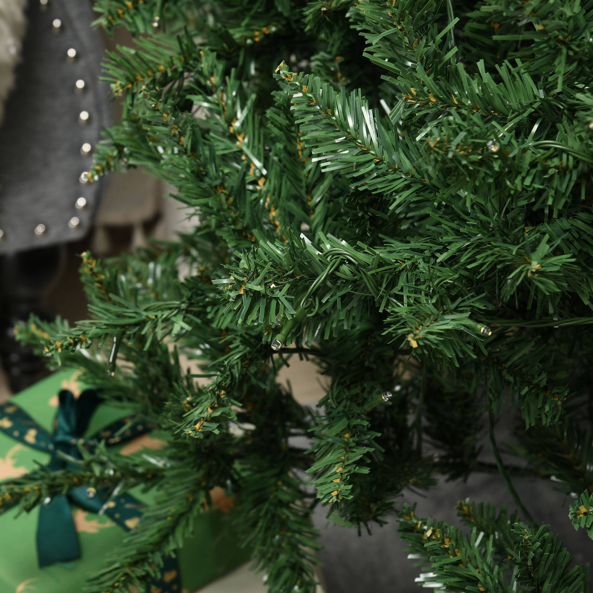 Alt View 7. Homcom - Prelit Artificial Christmas Tree with 450 Warm White LED Lights and 1146 Branch Tips - Green.