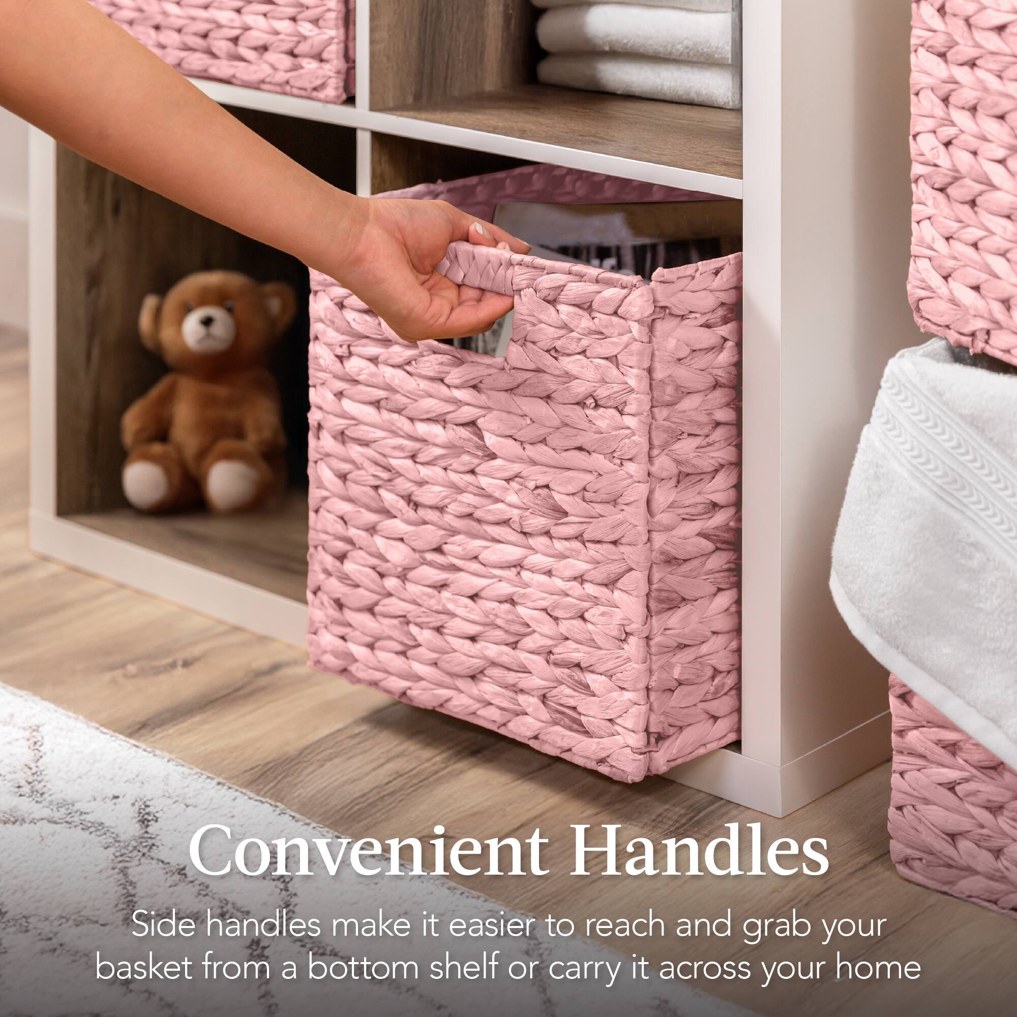 Convenient Handles

Side handles make it easier to reach and grab your basket from a bottom shelf or carry it across your home