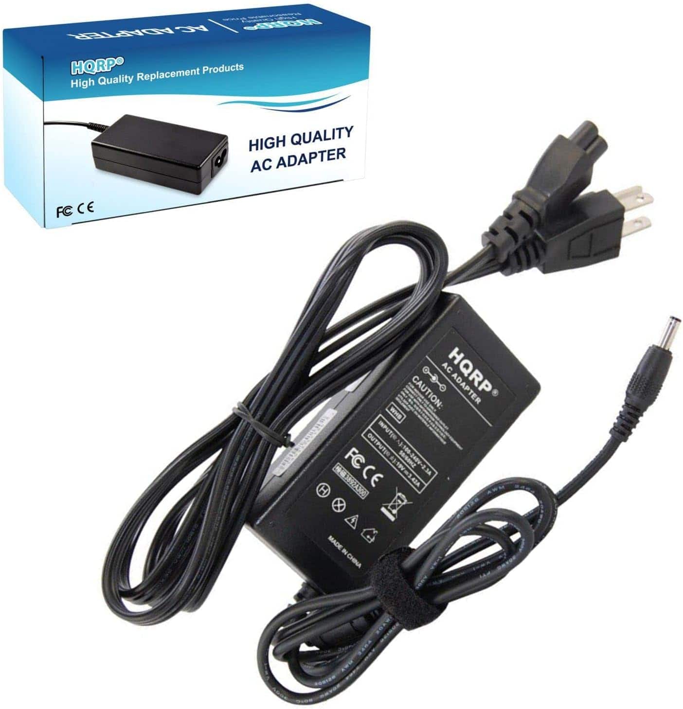 HQRP - 65W 19V 3.42A AC/DC Adapter Charger w/AC Cord, 4.0x1.35mm Center Positive Plug Power Supply Brick - Black