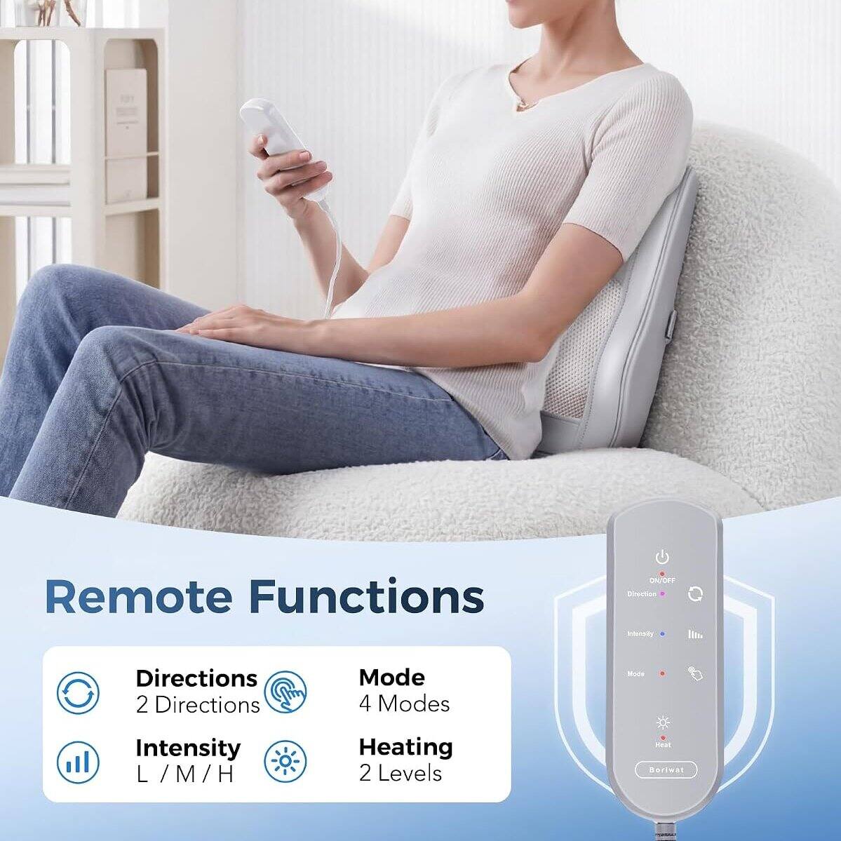 Remote Functions

- Directions: 2 Directions
- Mode: 4 Modes
- Intensity: L / M / H
- Heating: 2 Levels
- Heat
- Service