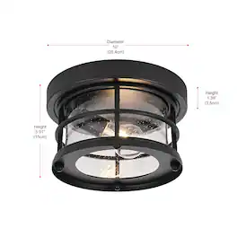 Elegant Lighting - Carla 10 inch Outdoor Flush Mount Ceiling Light in Black - Black And Clear