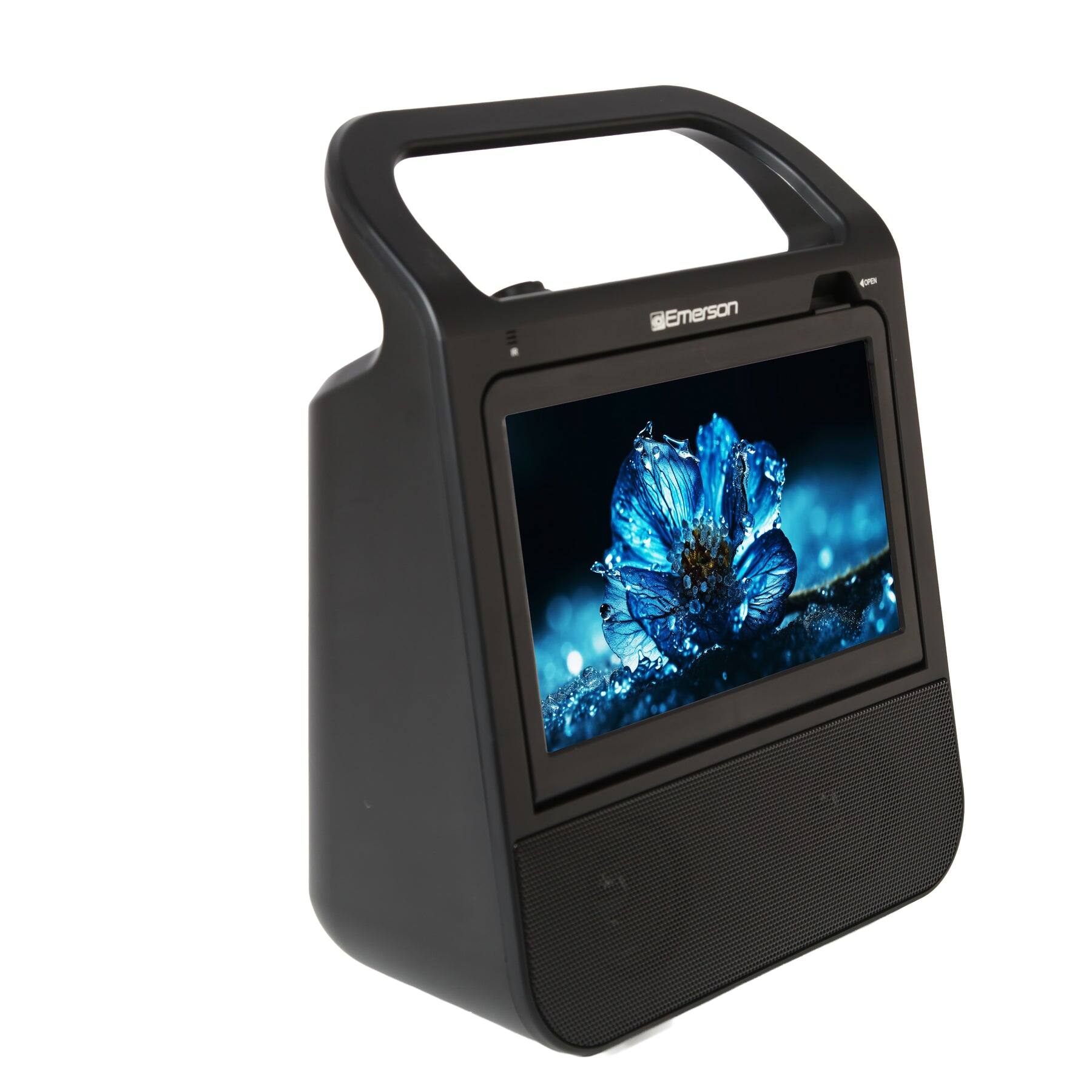 Angle. Emerson - Emerson 10.1" Portable TV & DVD Boombox System | IPS Display, ATSC TV Tuner, HDMI, Bluetooth, USB, Rechargeable Battery.