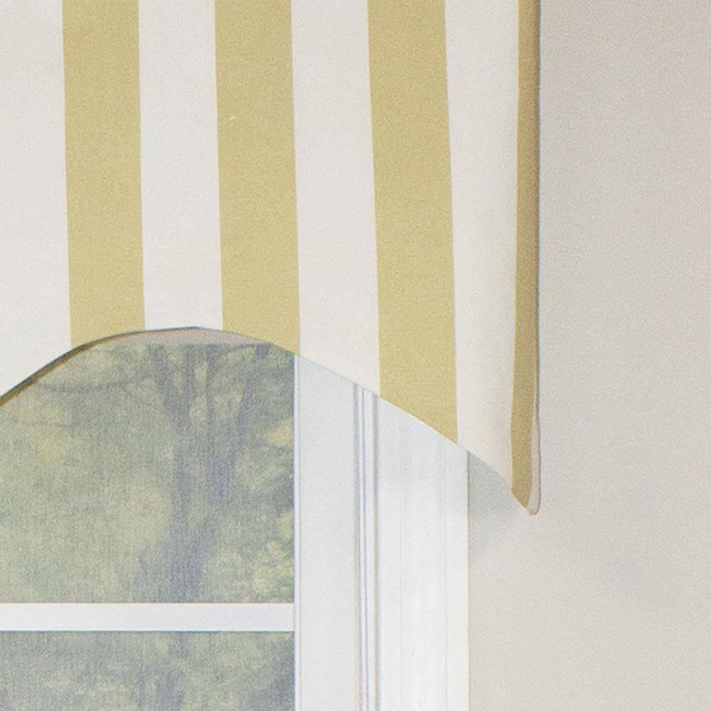 Left. RLF Home - RLF Home Beach Stripe Style Cornice 3" Rod Pocket Valance 50" x 17" Tan - Tan.