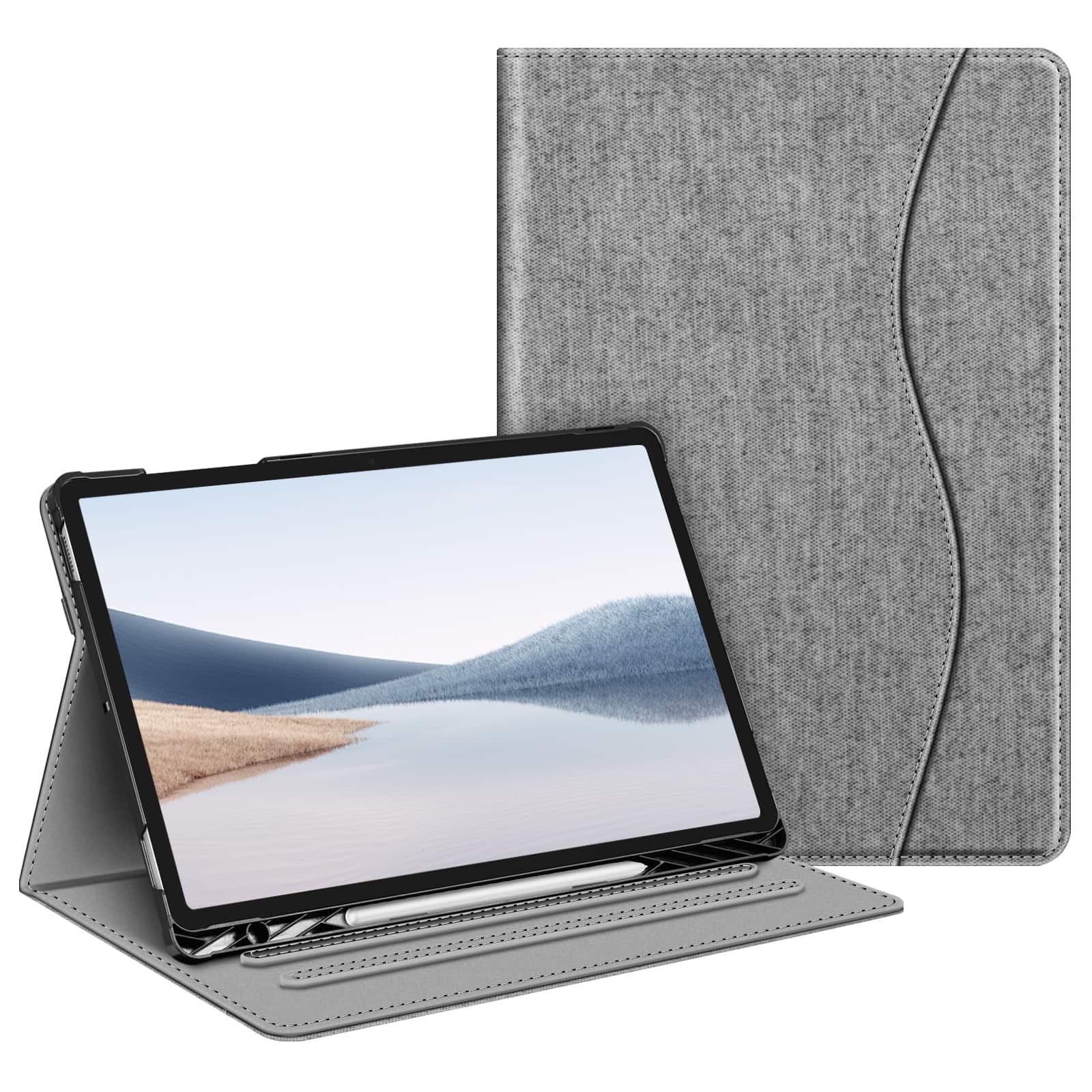 Fintie - Multi-Angle Case for Samsung Galaxy Tab S10+ / Tab S9 FE+ / Tab S9+, Built-In Card Pocket, Synthetic Leather Protection - Gray