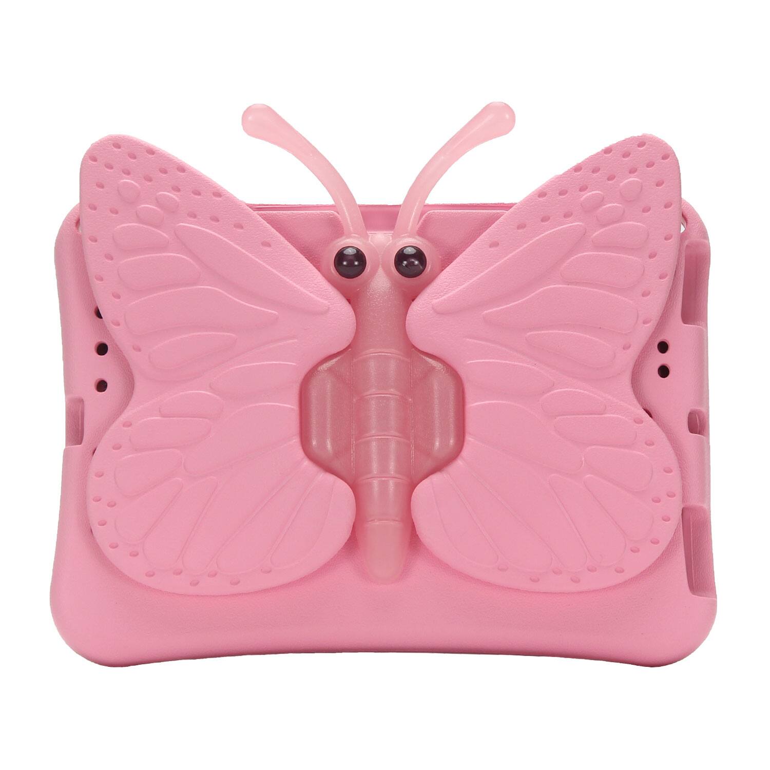 Angle. Dteck - Kids Butterfly Case for Apple iPad mini (A17 Pro) 2024 & iPad mini 6th/5th/4th Gen,3D Cartoon EVA Shockproof Stand Cover - Pink.