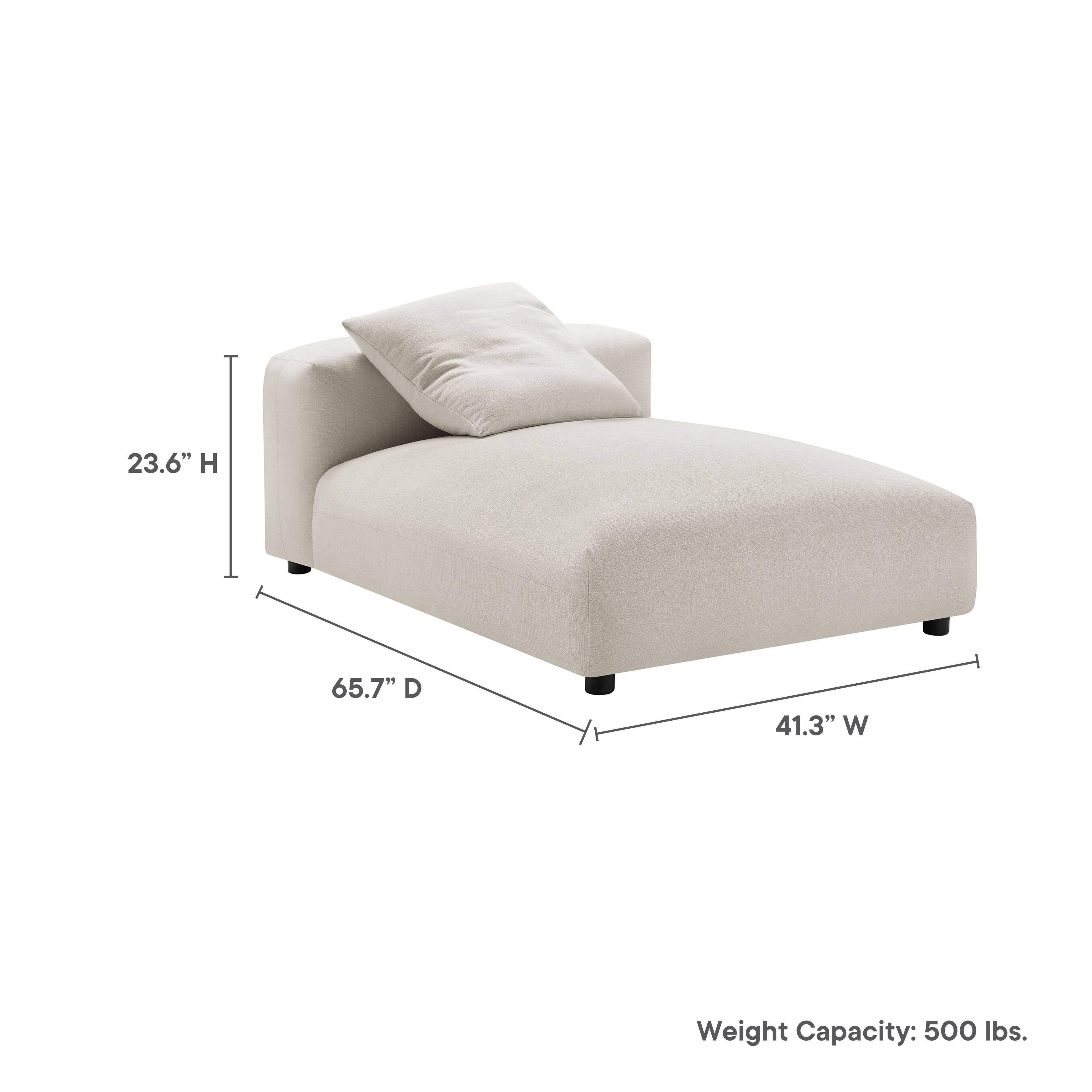 23.6" H 65.7" D 41.3" W  
Weight Capacity: 500 lbs.