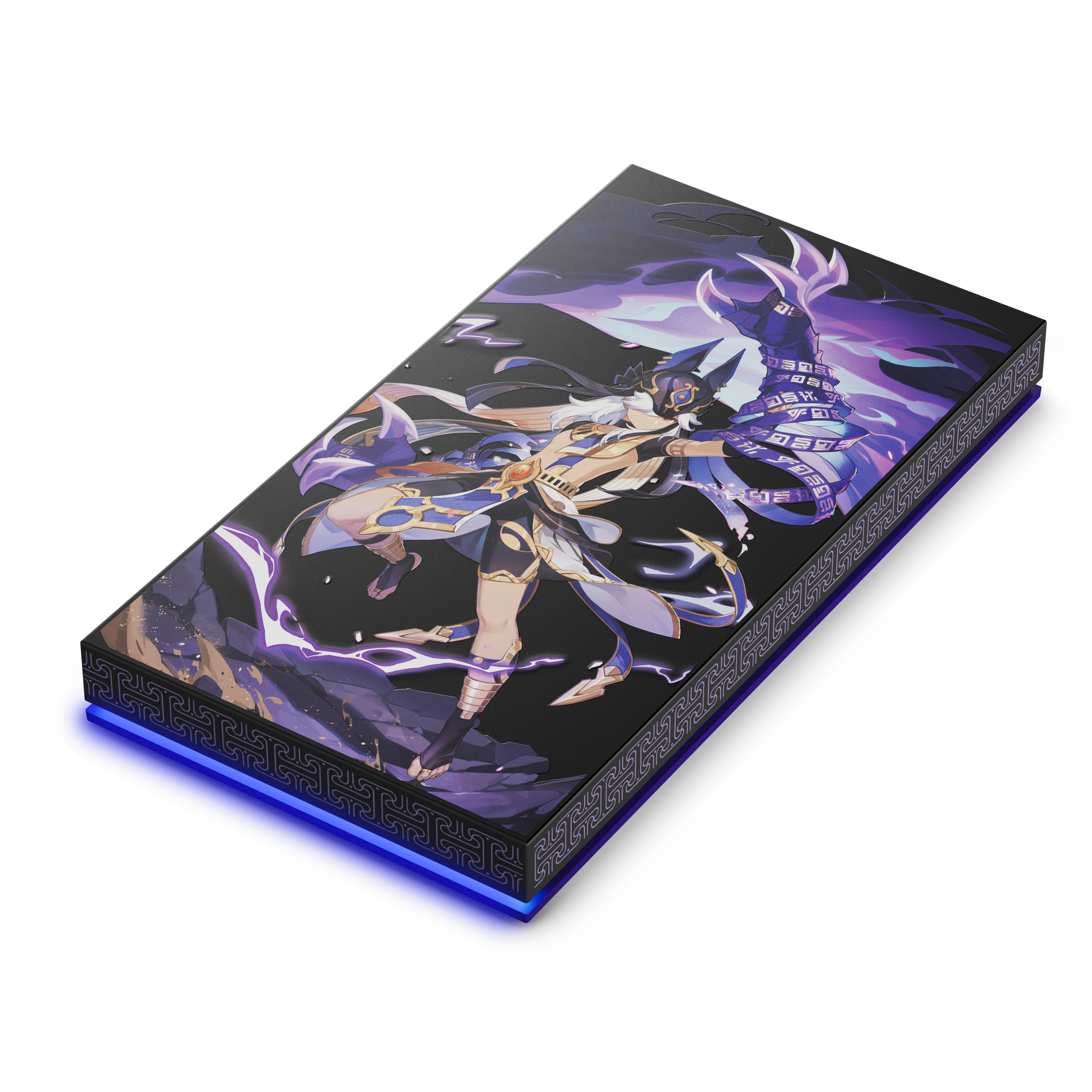 Left. Seagate - Genshin Impact SE 1TB External Solid State Drive - Purple and Black.