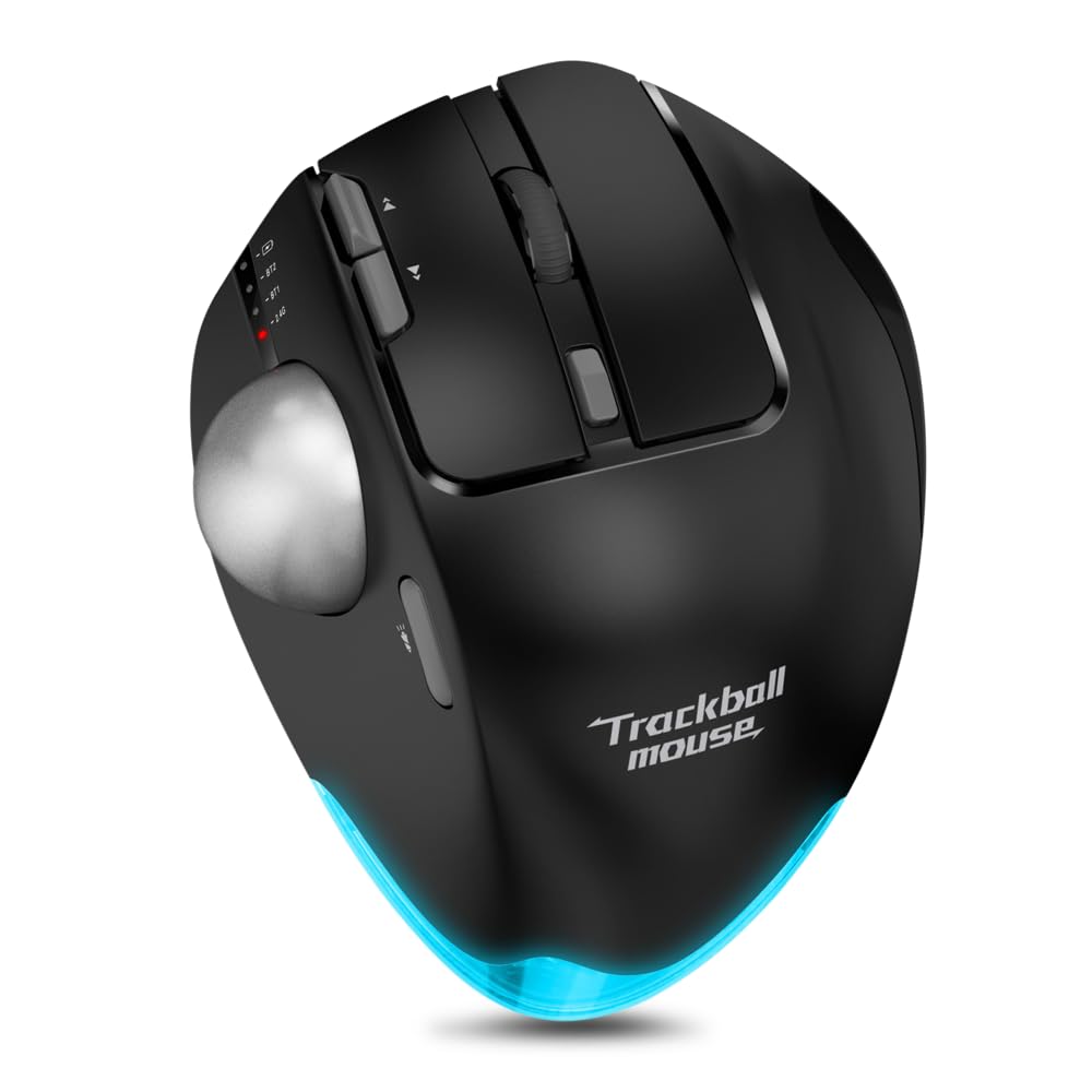 Cozy Serene Wireless Mouse Rechargeable USB LED Black Trackball 4800 ...