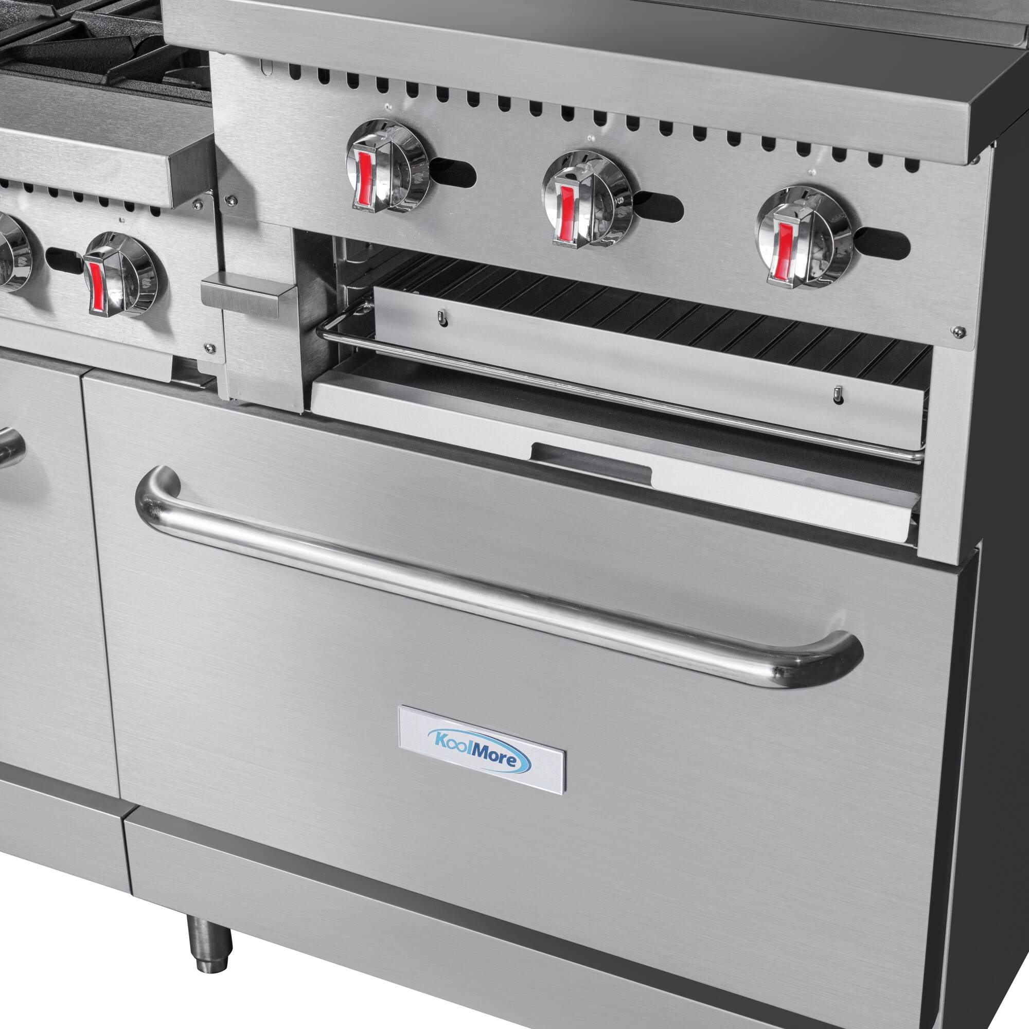 Alt View 6. Koolmore - 60 in. 6 Burner Commercial Natural Gas Range with 24 in. Griddle and Broiler (KM-CRGB60-NG) - Stainless Steel.
