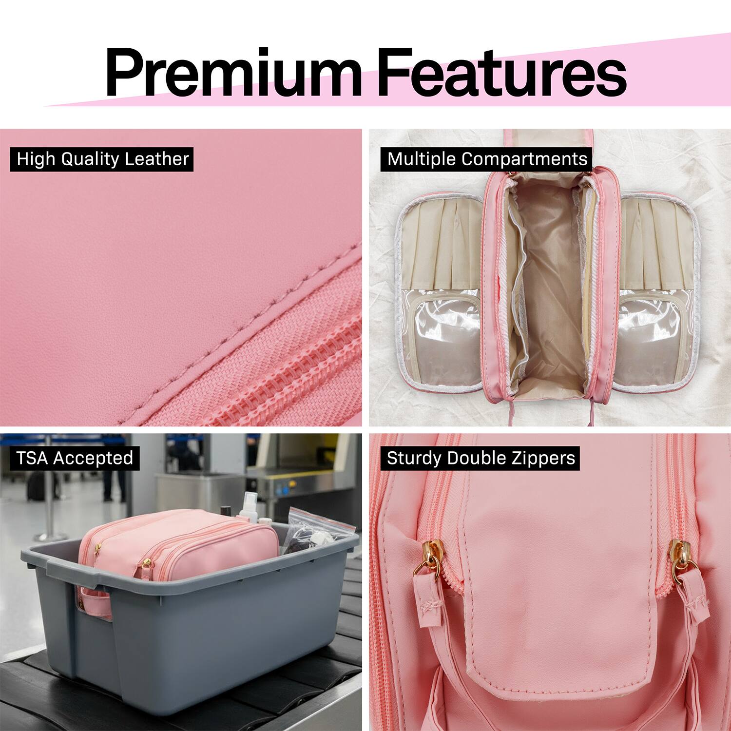 Premium Features

- High Quality Leather
- Multiple Compartments
- TSA Accepted
- Sturdy Double Zippers