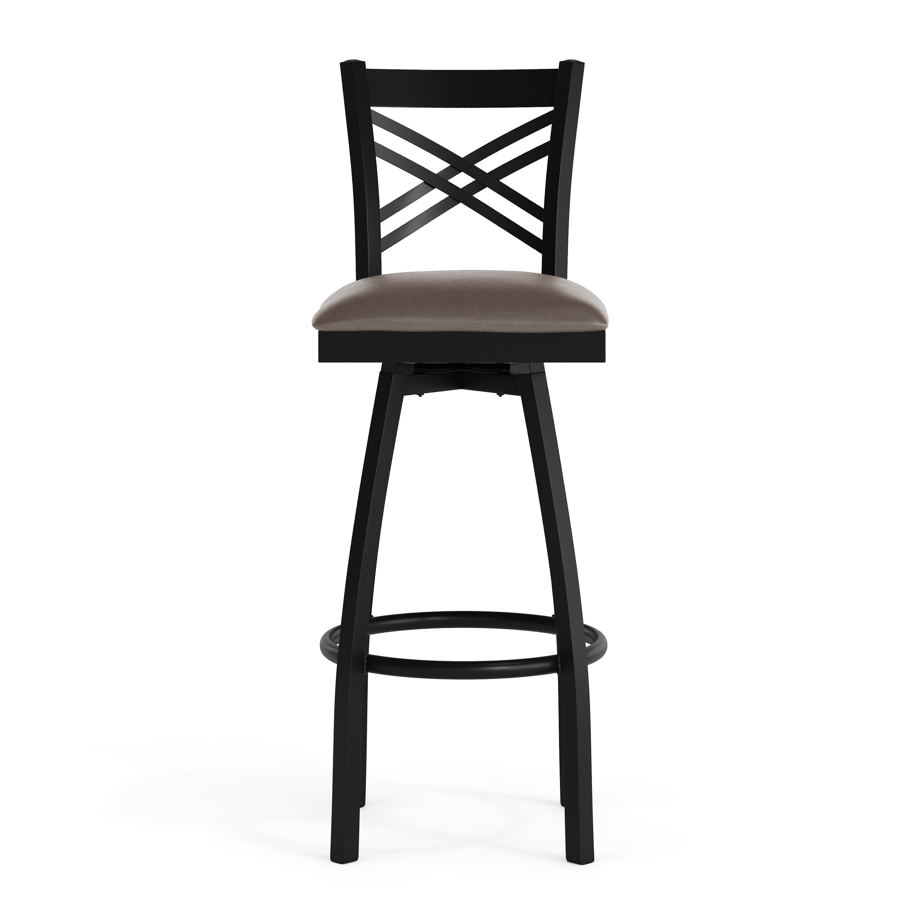 Alt View 9. Emma + Oliver - "X" Back Swivel Metal Restaurant Dining Barstool - Mocha Vinyl Seat/Black Metal Frame.
