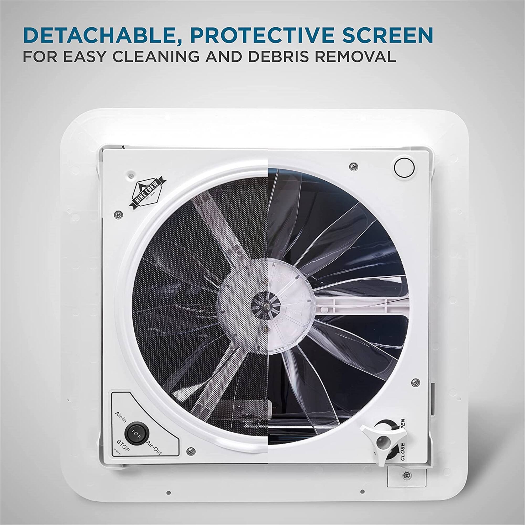 DETACHABLE, PROTECTIVE SCREEN FOR EASY CLEANING AND DEBRIS REMOVAL

HIRECREW CREW HIKE 2
Ale-In 101 STOP Air-Out Air Out
PEN CLOSE 2