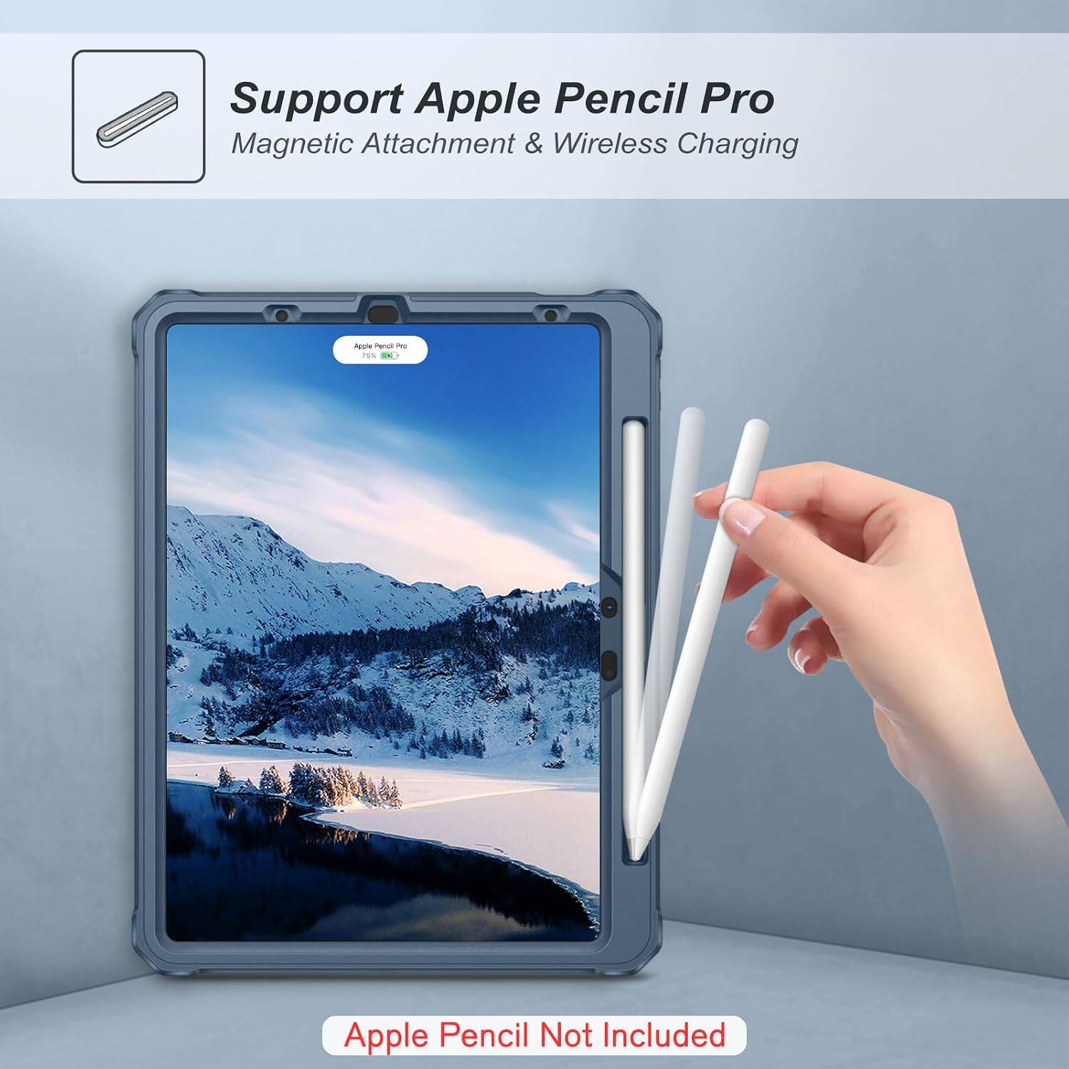 Support Apple Pencil Pro  
Magnetic Attachment & Wireless Charging  

Apple Pencil Pro  
75%  

Apple Pencil Not Included