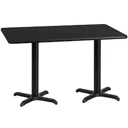 Flash Furniture - Stiles 30'' x 60'' Rectangular Laminate Table Top with 22'' x 22'' Table Height Bases - Black