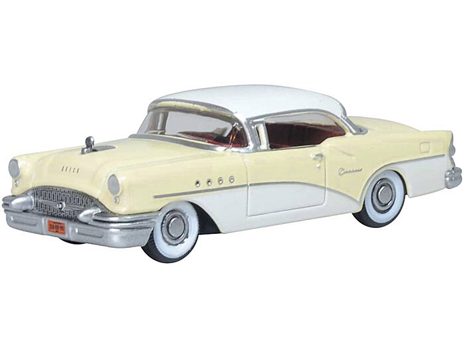Angle. Oxford Diecast - 1955 Buick Century Condor Yellow and Dover White with Red Interior 1/87 (HO) Scale Diecast Model Car by Oxford Diecast - Yellow, Dover White And Red.