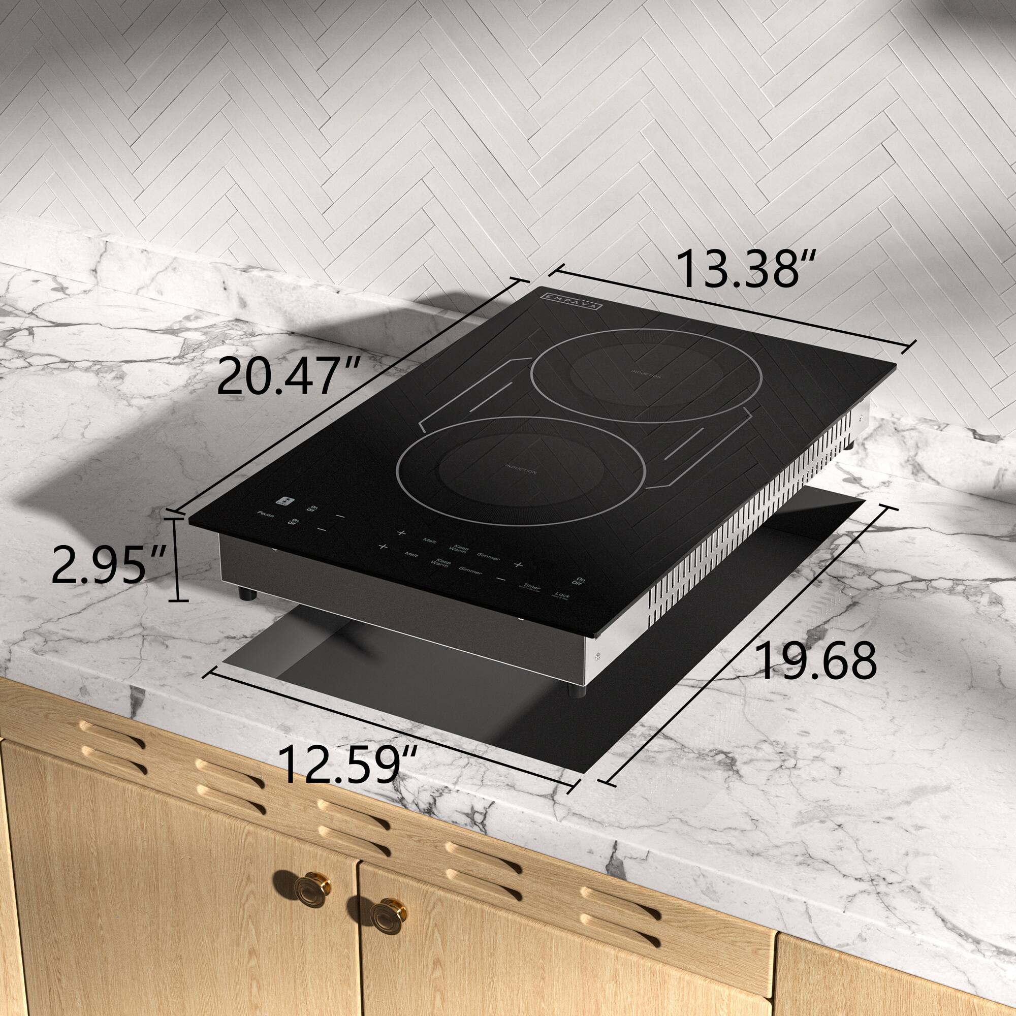 The text on the image reads: "13.38" 20.47" 2.95" 19.68" 12.59".