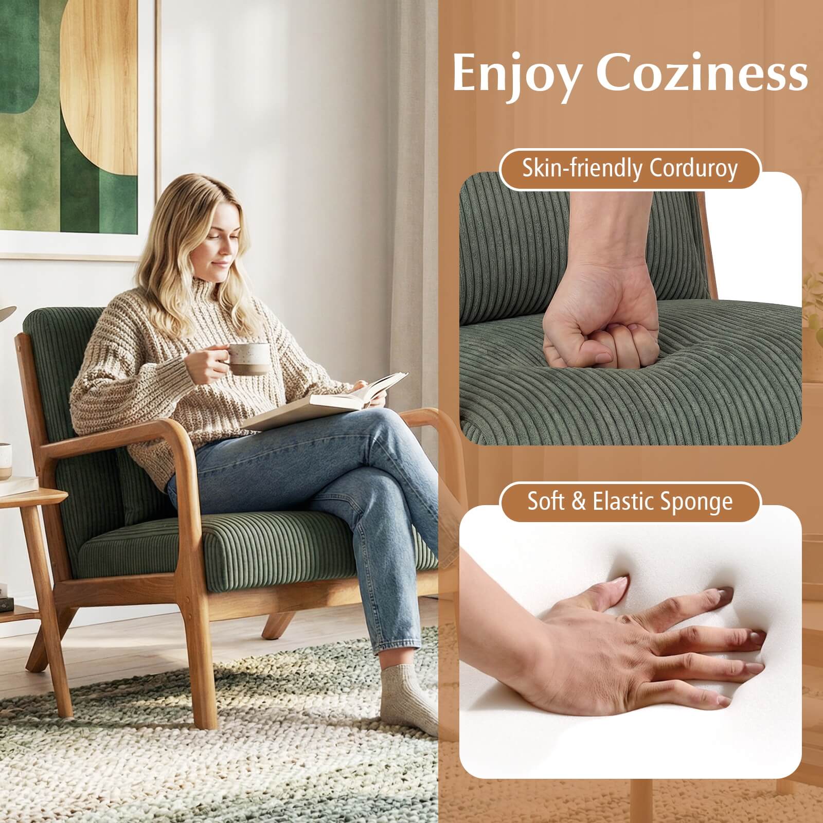 Enjoy Coziness

Skin-friendly Corduroy

Soft & Elastic Sponge