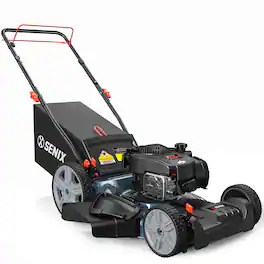SENIX - 21" 140cc 4-Cycle Briggs & Stratton Gas Self-Propelled Lawn Mower with 3-in-1 Bagging, Mulching, Side Discharge - Blue