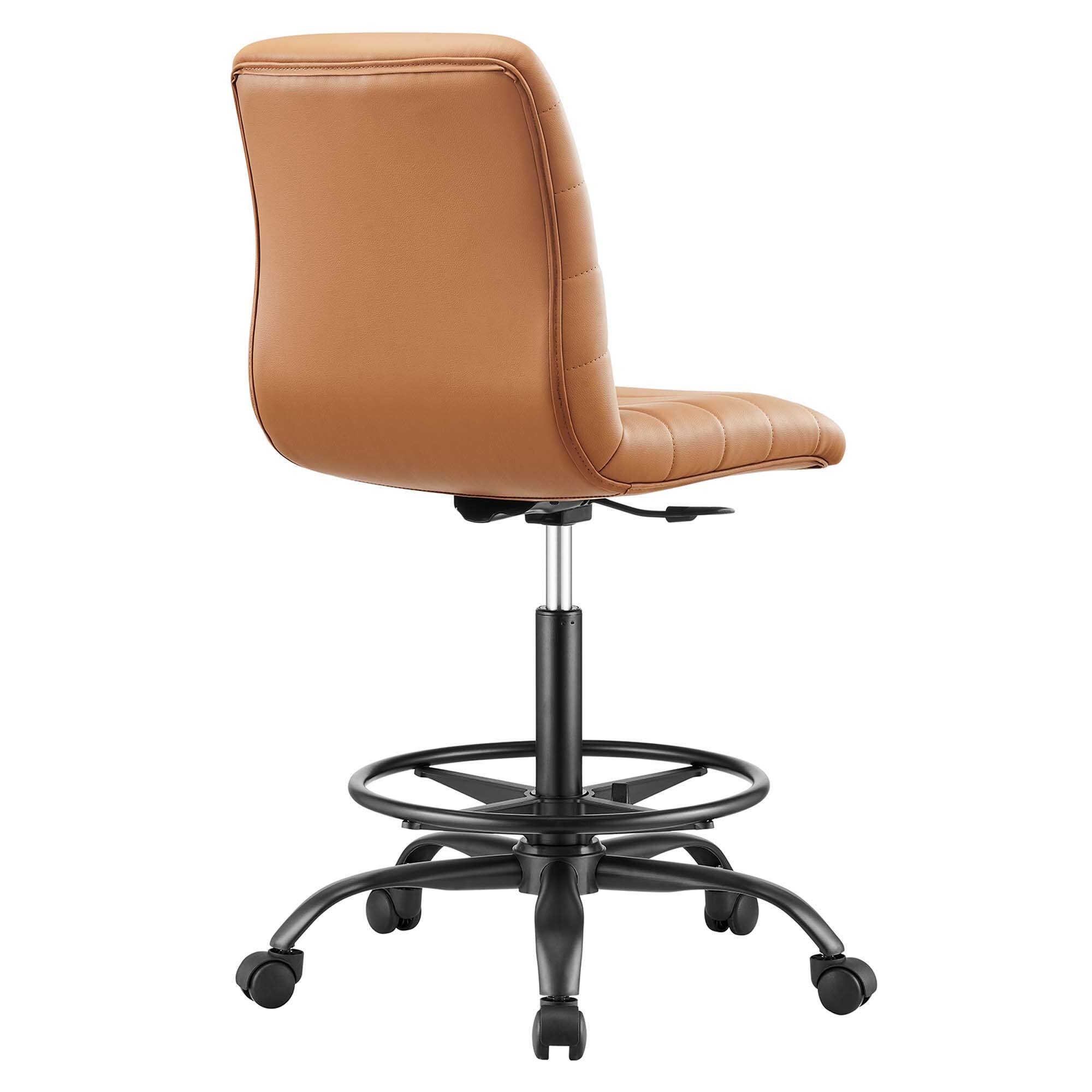 Alt View 2. Modway - Ripple Armless Vegan Leather Drafting Chair by Modway - Black Tan.