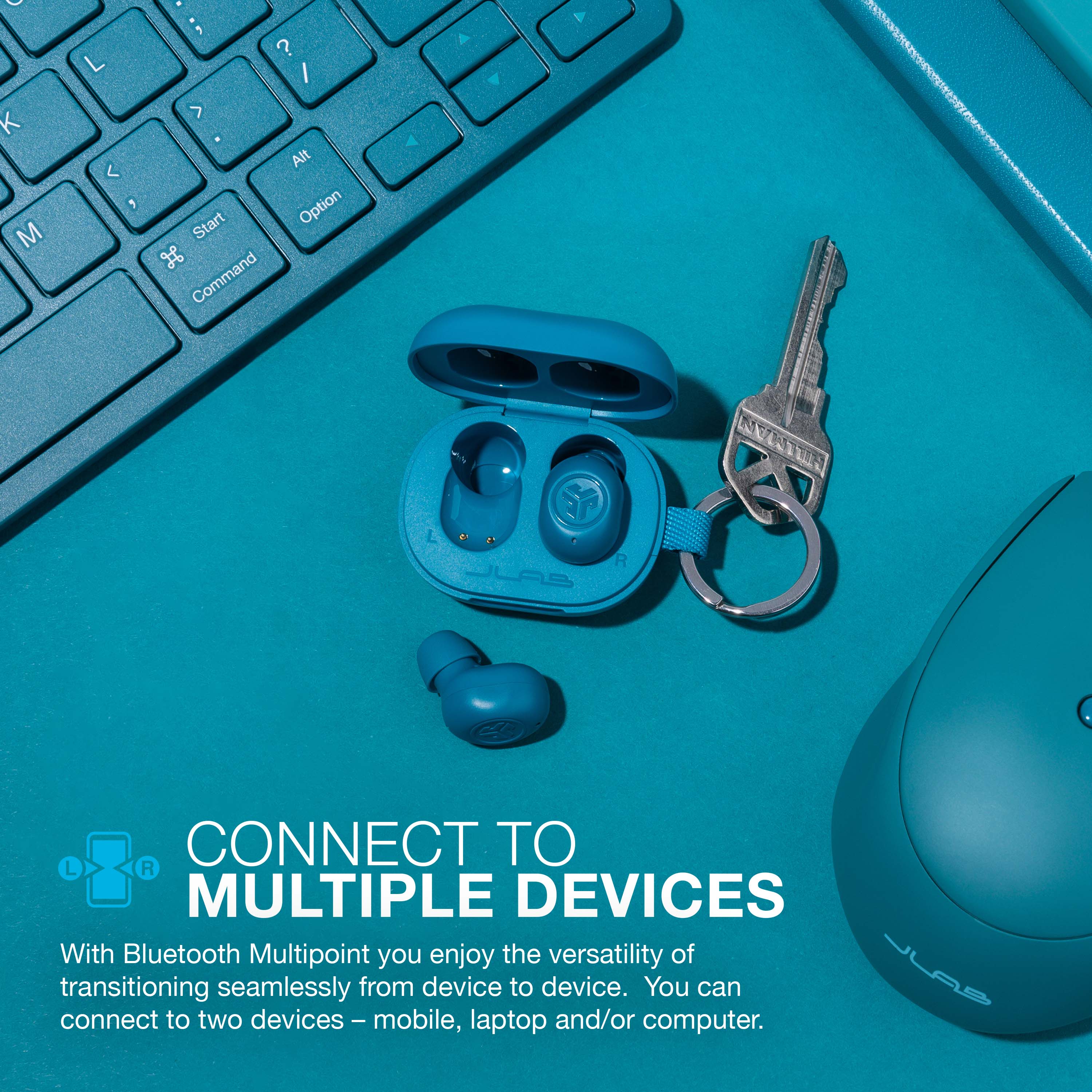 Connect to Multiple Devices With Bluetooth Multipoint, you can enjoy the versatility of transitioning seamlessly from device to device. You can connect to two devices - mobile, laptop, and/or computer.