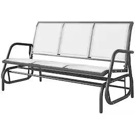 Outsunny - Outdoor Patio Glider Bench, Porch Glider Swing with 3 Seats, Breathable Mesh Fabric, Metal Frame - Cream White