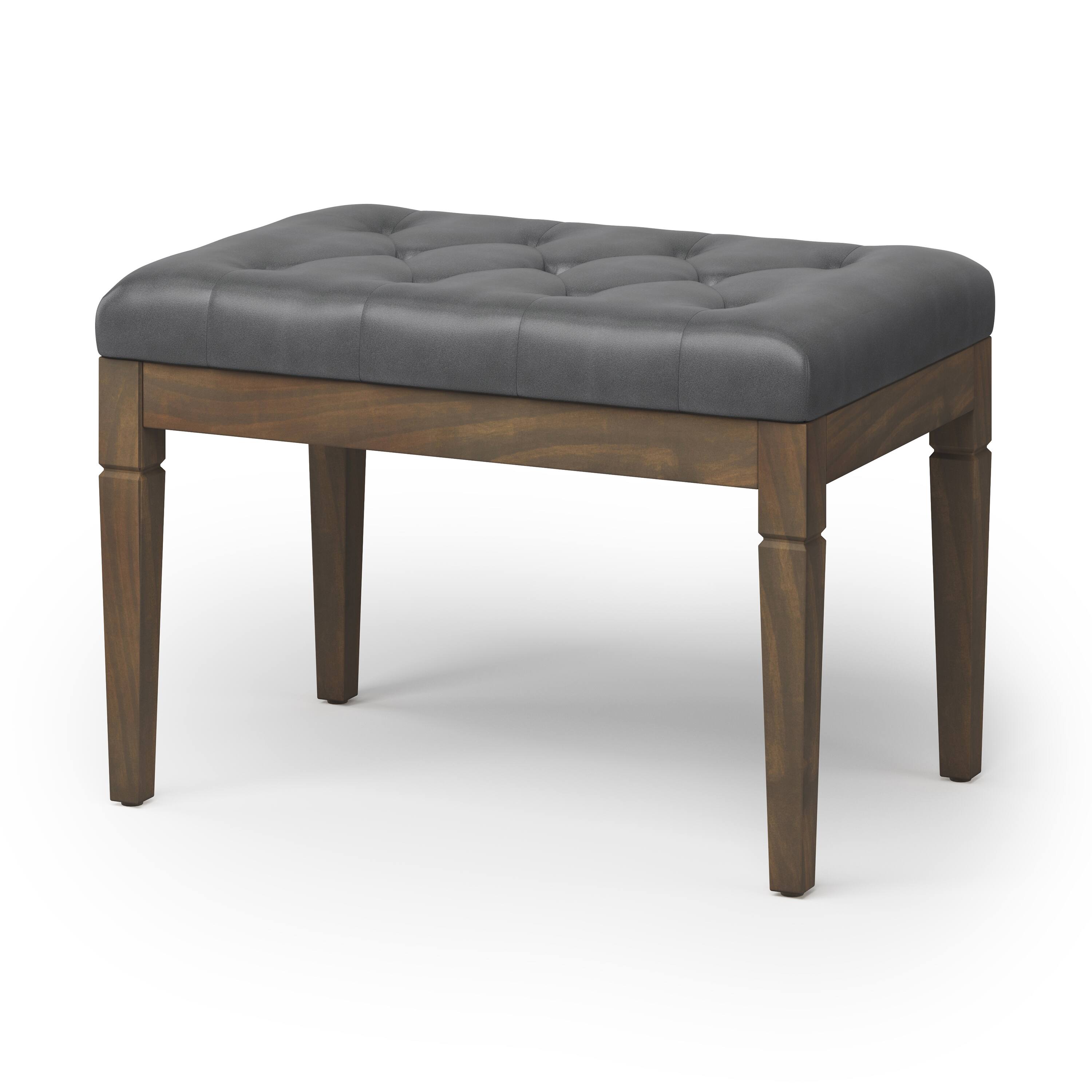 Angle. Simpli Home - Waverly Small Tufted Ottoman Bench - Stone Grey.