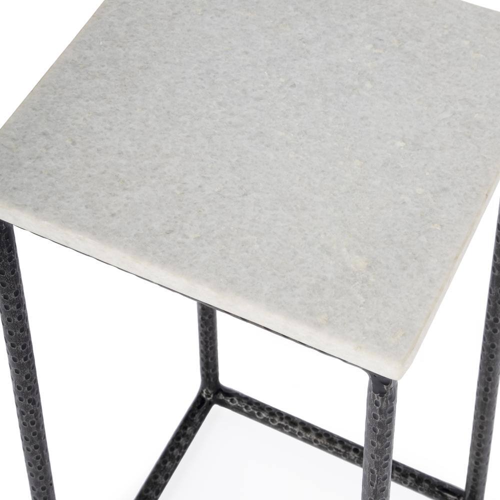 Alt View 1. Butler Specialty - Mabel Marble and Hammered Iron Side Table - White And Black.