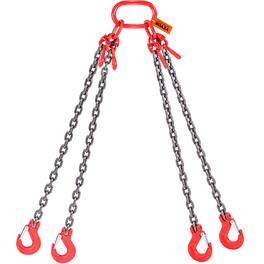 VEVOR - Chain Sling,5/16 inch x 5 ft Lifting Chains with Hooks,G80 Engine Chain Hoist Lifts,11000 lbs/5 Ton Lifting Sling Chains - Red;Silver