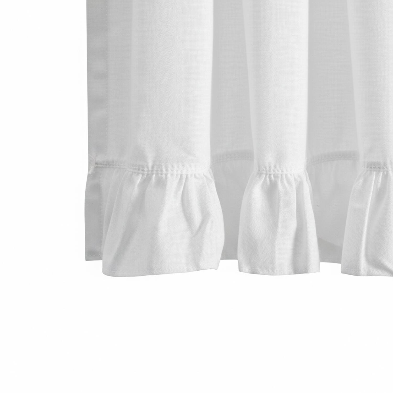 Back. Ellis Curtain - ELLIS Polyester-Cotton Classic Wide Solid Color Perma Press Ruffle 1.5 Rod Pocket Tiers 84" x 36" White - White.