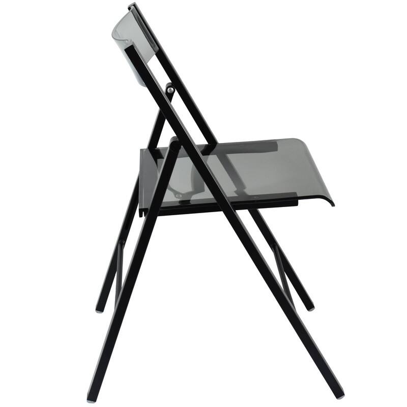 Alt View 3. LeisureMod - Menno Solid Black Folding Acrylic Dining Chair - UV Resistant & Portable - Single.