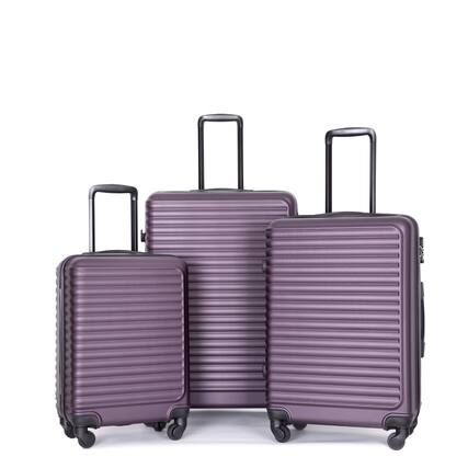 Front. Ropilly - Ropilly 3 Piece Luggage Set Purple ABS Hardshell Suitcase with Wheels - Purple.