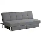 Front. Costway - Costway Convertible Futon Sofa Bed Adjustable Couch Sleeper w/ Two Drawers Grey - Grey.