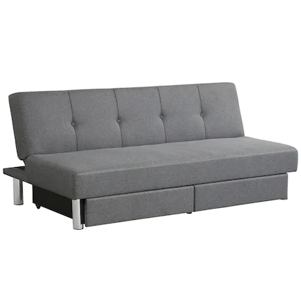 Front. Costway - Costway Convertible Futon Sofa Bed Adjustable Couch Sleeper w/ Two Drawers Grey - Grey.