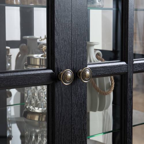 Alt View 2. LUCKY ONE - Freestanding Antique Curio Display Cabinet with Glass Doors Adjustable Shelves E26 Bulb for Collectibles - Black.