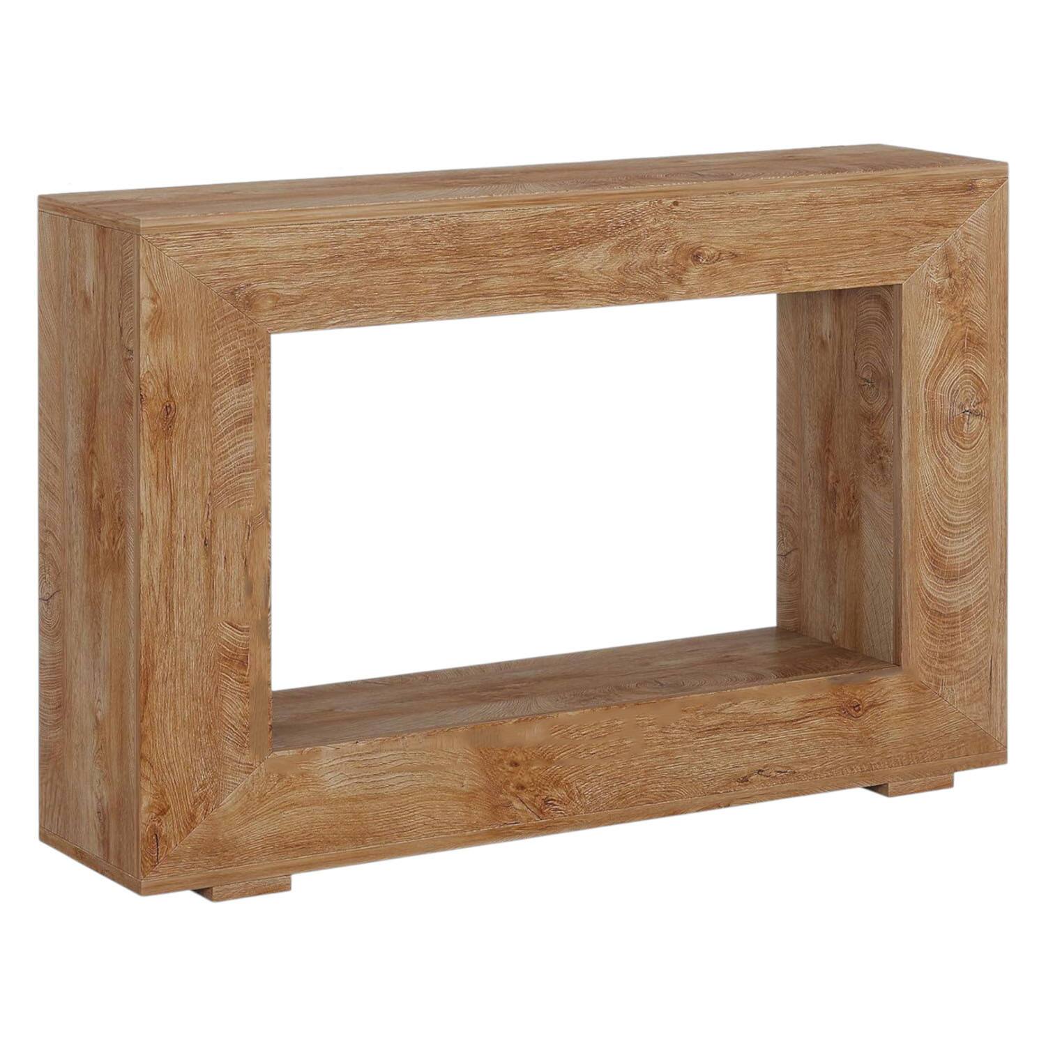 Front. SlickBlue - Modern Farmhouse Long Sofa Table with Wood Finish for Living Room - Brown.