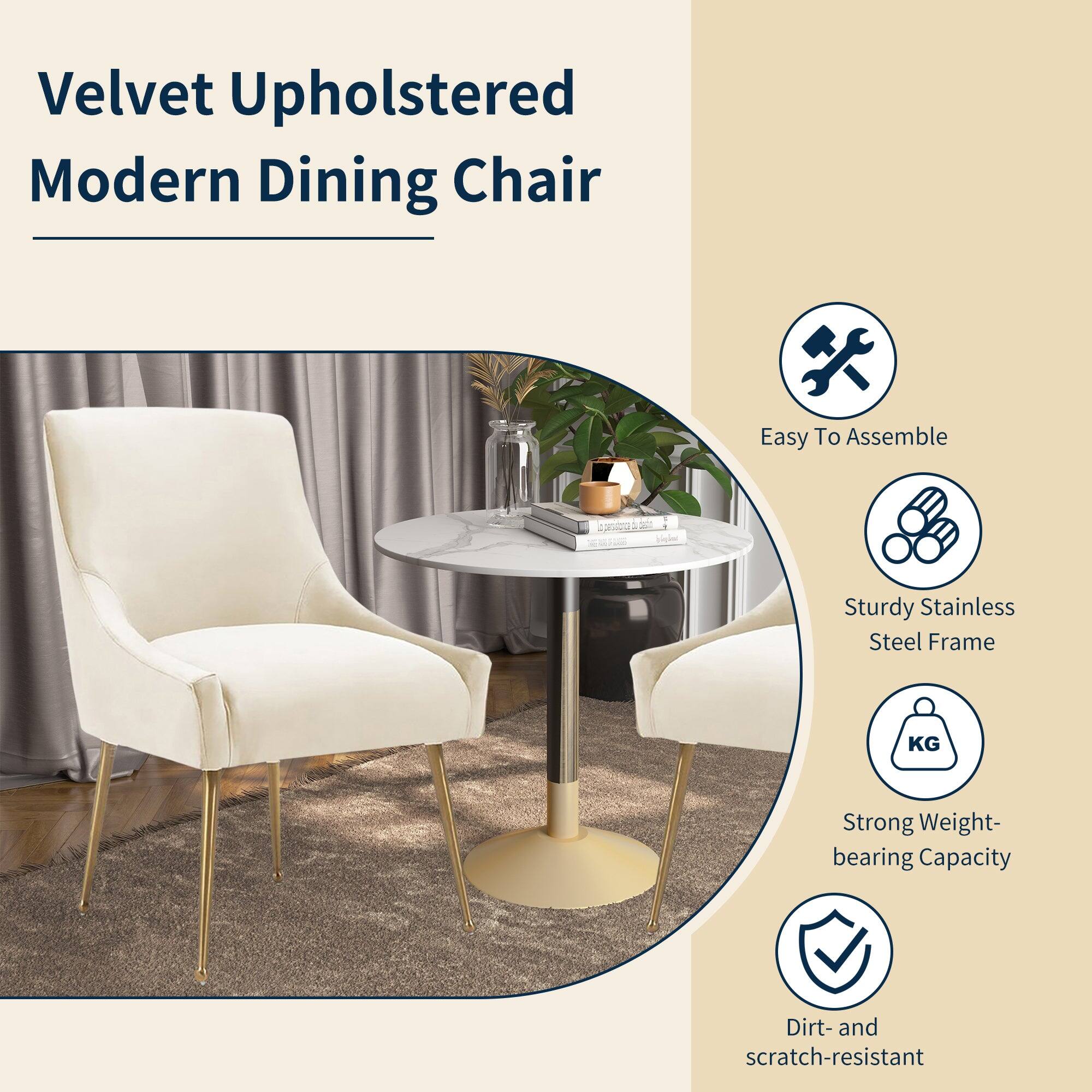 Velvet Upholstered Modern Dining Chair

- Easy To Assemble
- Sturdy Stainless Steel Frame
- Strong Weight-bearing Capacity
- Dirt- and scratch-resistant