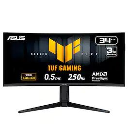 ASUS - TUF Gaming 34" 2K VA 250Hz 1ms Curved Ultrawide Gaming Monitor with FreeSync Premium and HDR (DisplayPort, HDMI) - Black