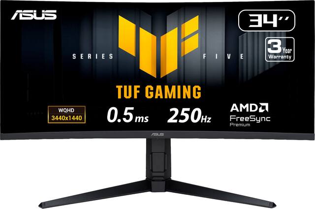 ASUS - TUF Gaming 34" 2K VA 250Hz 1ms Curved Ultrawide Gaming Monitor with FreeSync Premium and HDR (DisplayPort, HDMI) - Black