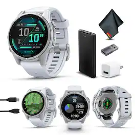 Garmin - fenix 8 – 43 mm, AMOLED, Silver with Whitestone Silicone Band - Silver - (2024)