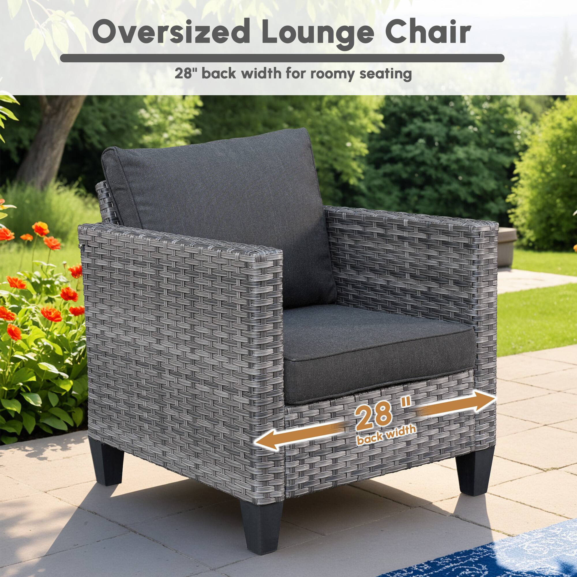 Oversized Lounge Chair  
28" back width for roomy seating  

28" back width