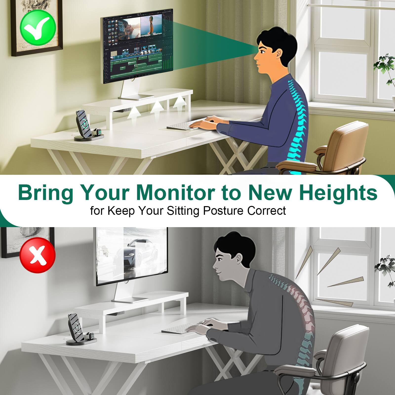 Bring Your Monitor to New Heights for Keep Your Sitting Posture Correct