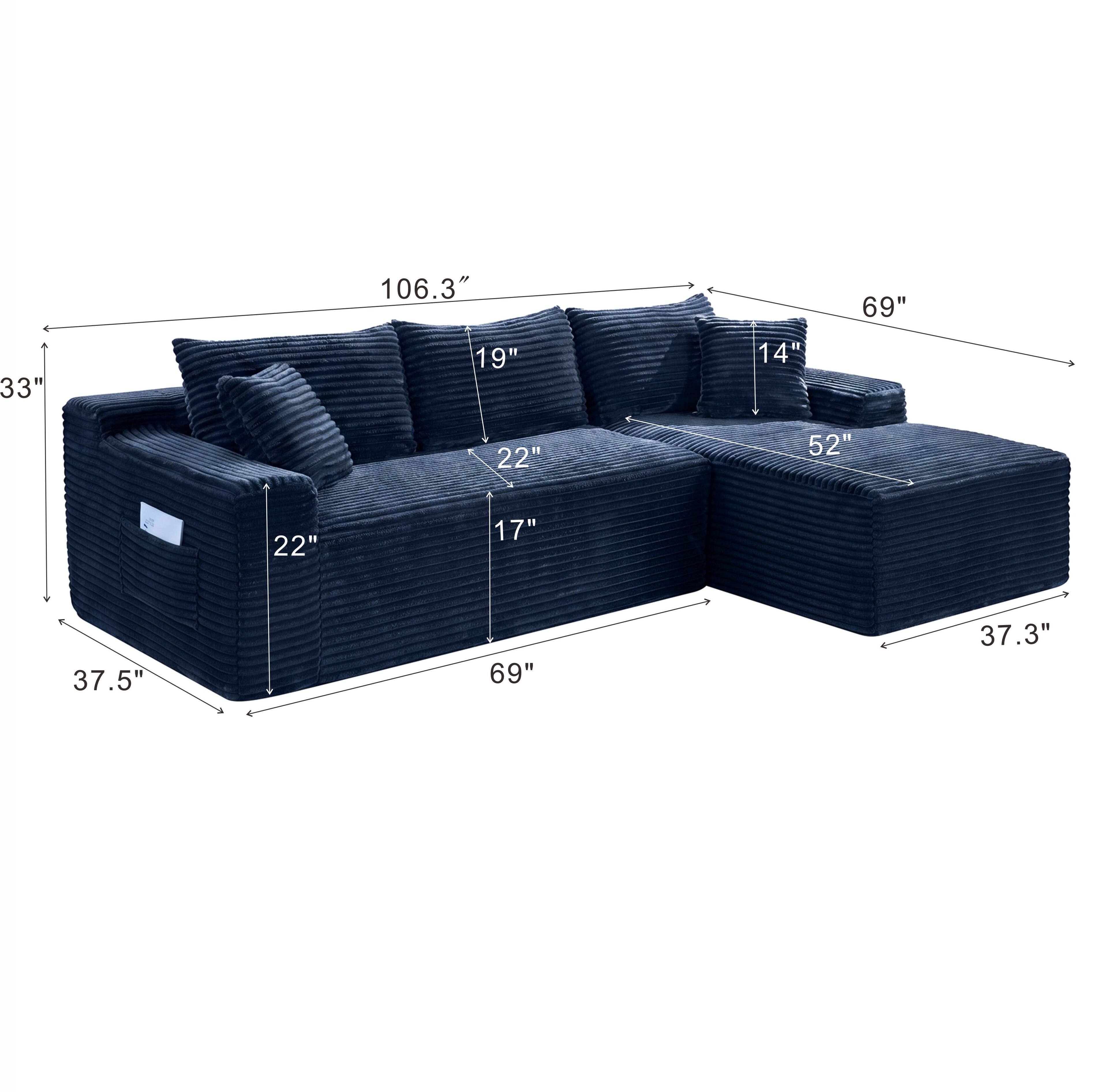 106.3"
69"
33"
19"
14"
22"
52"
22"
17"
37.5"
69"
37.3"