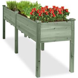 Best Choice Products - 72x24x30in Raised Garden Bed, Elevated Wood Planter Box for Patio w/ Divider Panel - Sage