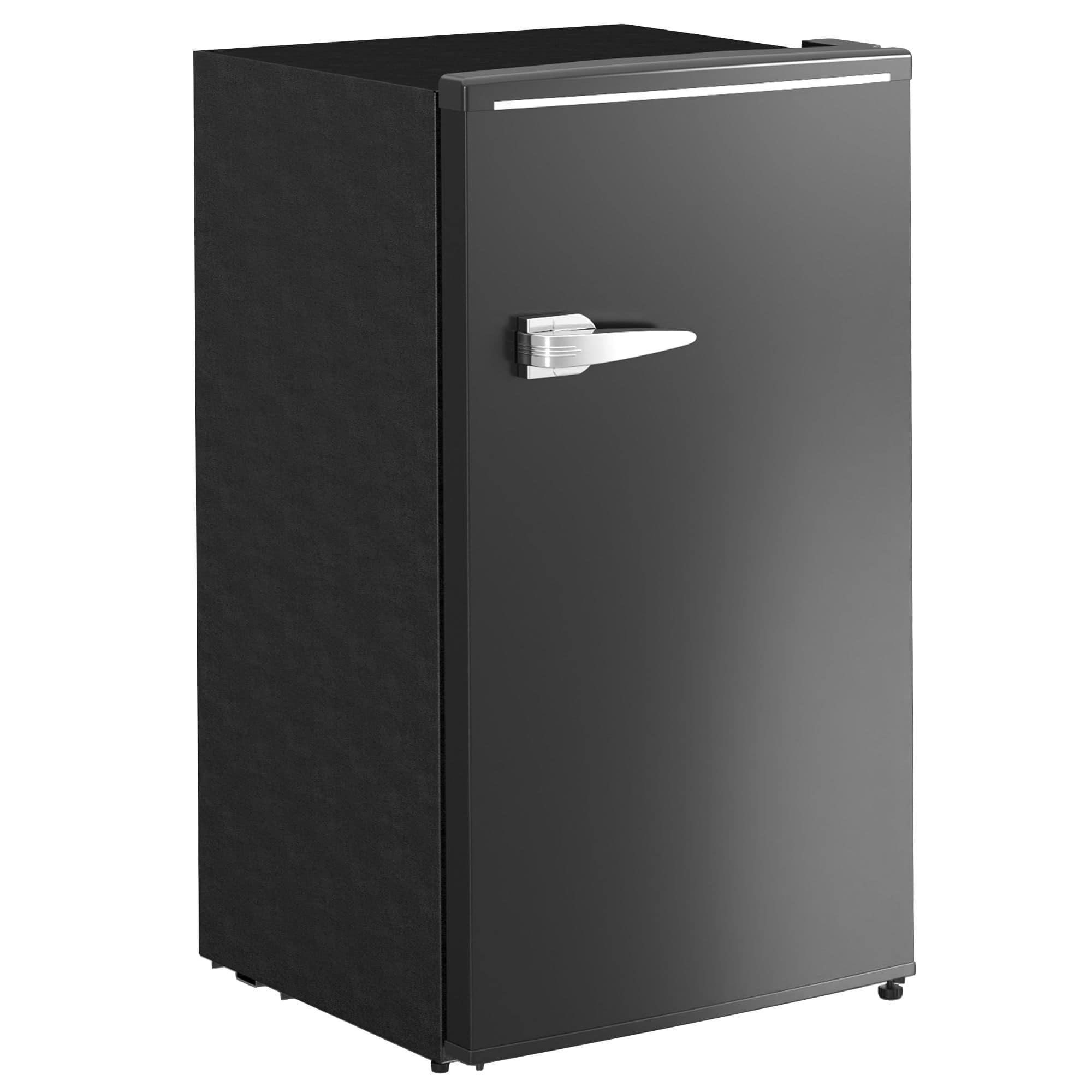 Tiramisubest - Retro Mini Fridge, 3.1 Cu. Ft Single Door Compact Refrigerator with Adjustable Thermostat, 2 Glass Shelves - Black