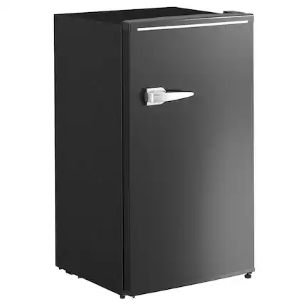 Front. Tiramisubest - Retro Mini Fridge, 3.1 Cu. Ft Single Door Compact Refrigerator with Adjustable Thermostat, 2 Glass Shelves, Black - Black.