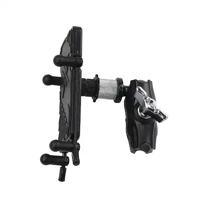 Front. Gibraltar Hardware - Dual Adjust Smartphone Holder, Unlimited Angle Adjustment in Landscape or Portrait Mode - Black.