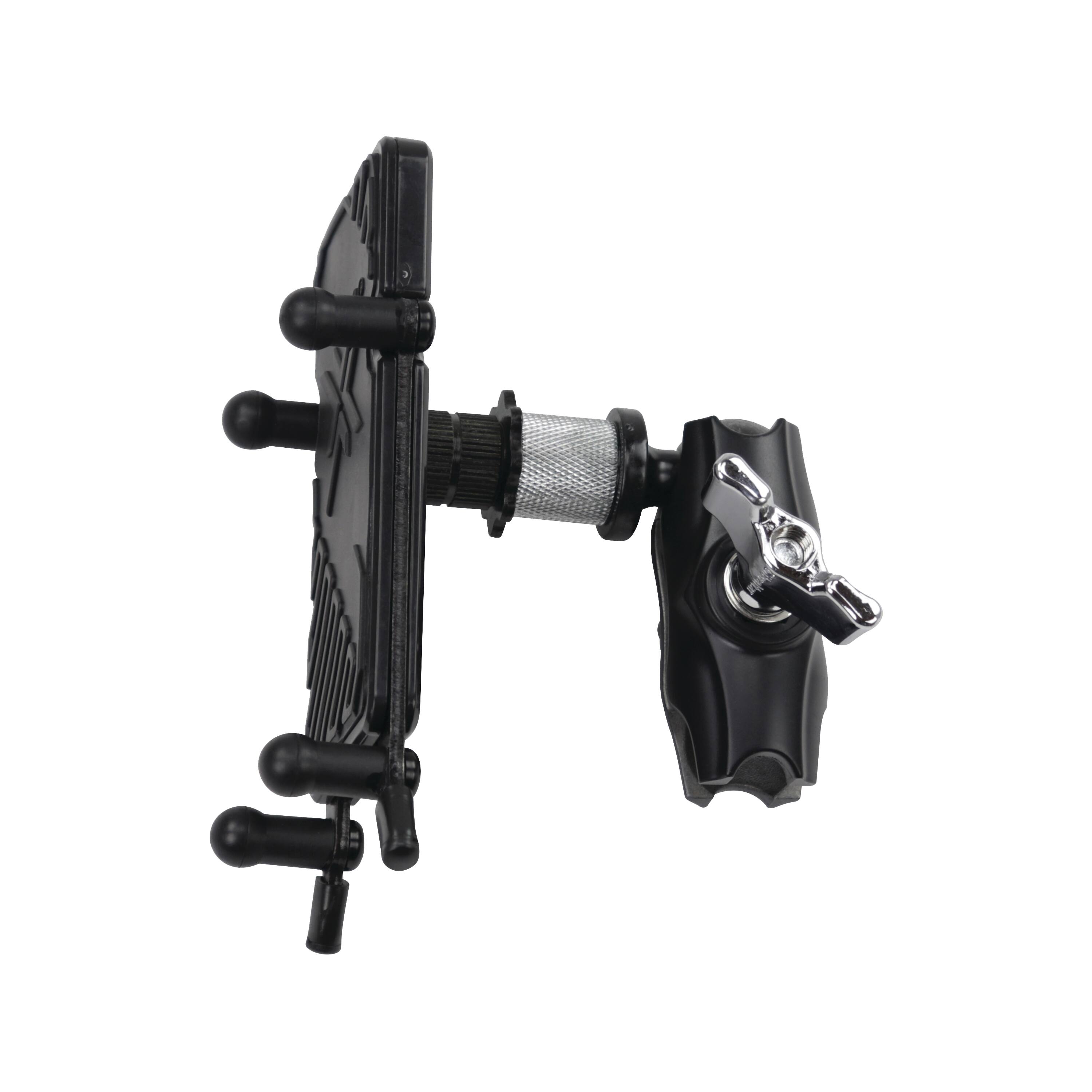 Front. Gibraltar Hardware - Dual Adjust Smartphone Holder, Unlimited Angle Adjustment in Landscape or Portrait Mode - Black.
